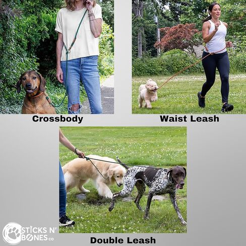 Hands Free Dog Leash 7-in-1 Multifunctional Brown Nylon Heavy Duty Dog Leash Adjustable Length Crossbody Leash Waist Leash For Dog Walking & Running, No Pull Leash, Double Leash, Slip Lead, Dog Tether in Saudi Arabia