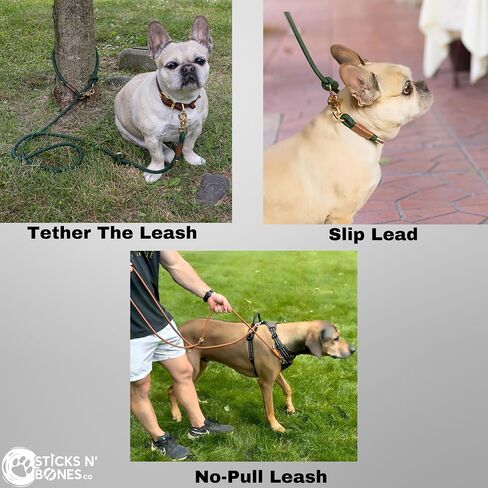 Hands Free Dog Leash 7-in-1 Multifunctional Brown Nylon Heavy Duty Dog Leash Adjustable Length Crossbody Leash Waist Leash For Dog Walking & Running, No Pull Leash, Double Leash, Slip Lead, Dog Tether in Saudi Arabia