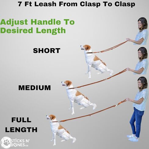 Hands Free Dog Leash 7-in-1 Multifunctional Brown Nylon Heavy Duty Dog Leash Adjustable Length Crossbody Leash Waist Leash For Dog Walking & Running, No Pull Leash, Double Leash, Slip Lead, Dog Tether in Saudi Arabia