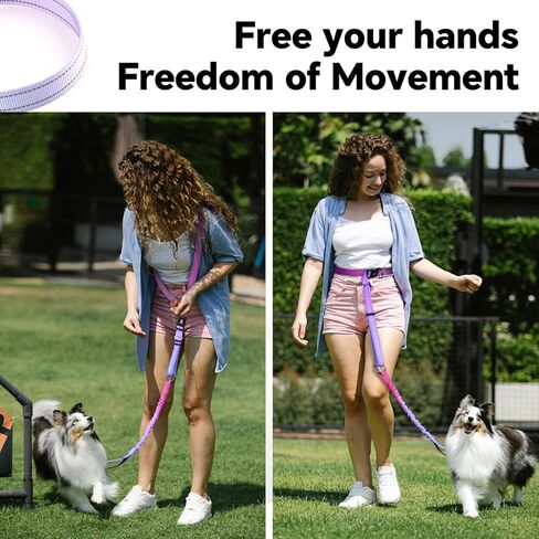QQPETS Hands Free Dog Leash with Car Seat Belt, Adjustable No Pull Bungee Dog Running Waist Leash, Versatile Crossbody Rope for Walking, Jogging and Hiking in Kuwait