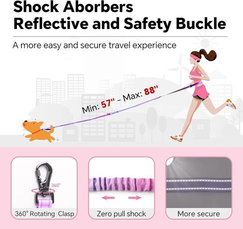 QQPETS Hands Free Dog Leash with Car Seat Belt, Adjustable No Pull Bungee Dog Running Waist Leash, Versatile Crossbody Rope for Walking, Jogging and Hiking in Kuwait