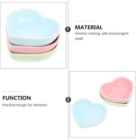 VILLCASE Hamster Ceramic Food Bowl, Turning Food Water Dish for Hamster Gerbil Hedgehog Rat Rodent, 3 Pcs(Green and Pink+Blue) in Saudi Arabia