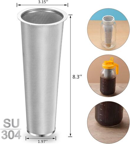 ماكينة صنع القهوة الباردة - تتضمن 2 كوارت (64 أونصة / 1.9 لتر) إبريق زجاجي سميك واسع الفم، مع فلتر شبكي من الفولاذ المقاوم للصدأ وغطاء قلاب للقهوة المثلجة، مصفاة القهوة in Kuwait