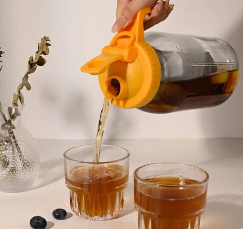 ماكينة صنع القهوة الباردة - تتضمن 2 كوارت (64 أونصة / 1.9 لتر) إبريق زجاجي سميك واسع الفم، مع فلتر شبكي من الفولاذ المقاوم للصدأ وغطاء قلاب للقهوة المثلجة، مصفاة القهوة in Kuwait