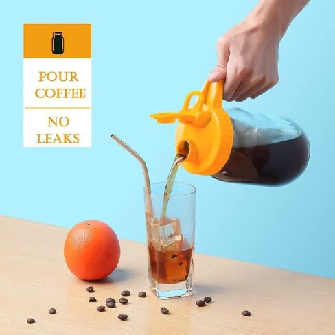 ماكينة صنع القهوة الباردة - تتضمن 2 كوارت (64 أونصة / 1.9 لتر) إبريق زجاجي سميك واسع الفم، مع فلتر شبكي من الفولاذ المقاوم للصدأ وغطاء قلاب للقهوة المثلجة، مصفاة القهوة in Kuwait