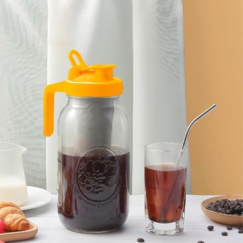 ماكينة صنع القهوة الباردة - تتضمن 2 كوارت (64 أونصة / 1.9 لتر) إبريق زجاجي سميك واسع الفم، مع فلتر شبكي من الفولاذ المقاوم للصدأ وغطاء قلاب للقهوة المثلجة، مصفاة القهوة in Kuwait