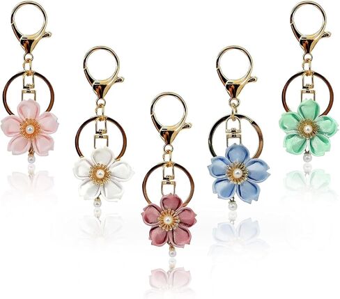 Set of 5 Handmade Keychain Charms - Handcrafted Oriental Tsumami Zaiku Keyring Charms, Great Small Gifts for Personalized With Birthday. For Women,Male, Kids, Friends in Saudi Arabia