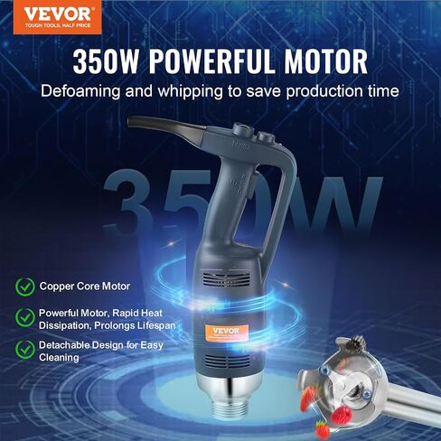 VEVOR Commercial Immersion Blender, 350W Heavy Duty Hand Mixer, 16 inch Stepless Variable Speed Mixer with Stainless Steel Blade, Multi-Purpose Portable Mixer for Soup, Sauces, Mashed Potatoes, Cream in Saudi Arabia
