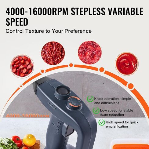 VEVOR Commercial Immersion Blender, 350W Heavy Duty Hand Mixer, 16 inch Stepless Variable Speed Mixer with Stainless Steel Blade, Multi-Purpose Portable Mixer for Soup, Sauces, Mashed Potatoes, Cream in Saudi Arabia