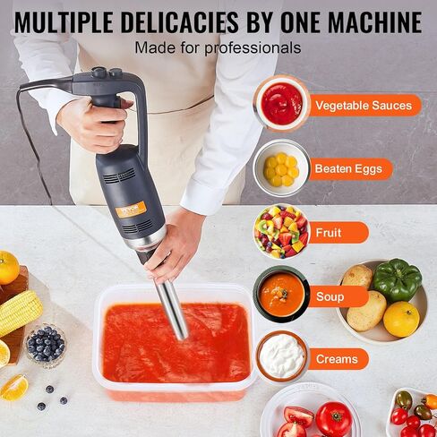 VEVOR Commercial Immersion Blender, 350W Heavy Duty Hand Mixer, 16 inch Stepless Variable Speed Mixer with Stainless Steel Blade, Multi-Purpose Portable Mixer for Soup, Sauces, Mashed Potatoes, Cream in Saudi Arabia