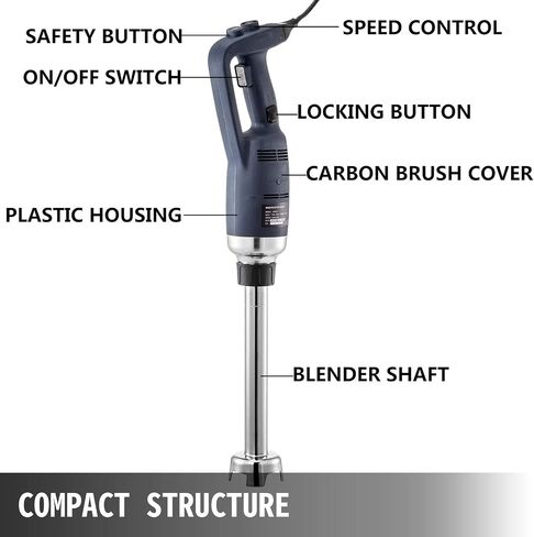 VEVOR Commercial Immersion Blender, 350W Heavy Duty Hand Mixer, 16 inch Stepless Variable Speed Mixer with Stainless Steel Blade, Multi-Purpose Portable Mixer for Soup, Sauces, Mashed Potatoes, Cream in Saudi Arabia