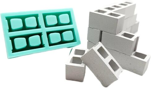Miniature Cinder Blocks Silicone Mold - 1:12 Scale with Realistic Texture (4 Cavities mold) in Saudi Arabia