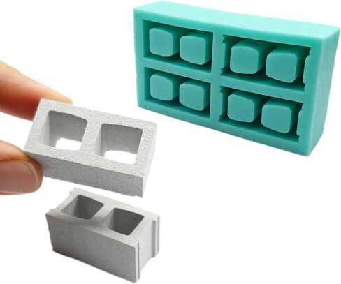 Miniature Cinder Blocks Silicone Mold - 1:12 Scale with Realistic Texture (4 Cavities mold) in Saudi Arabia