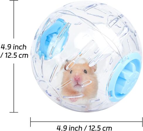 كرة هامستر 4.9 بوصة، للهامستر أقل من 3.9 بوصة/10 سم في الطول، محمولة وصغيرة الحجم، ألعاب تمرين الهامستر، أزرق وشفاف in Kuwait