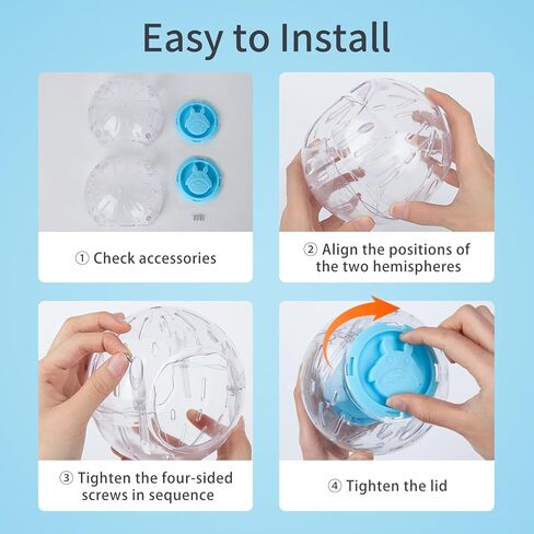 كرة هامستر 4.9 بوصة، للهامستر أقل من 3.9 بوصة/10 سم في الطول، محمولة وصغيرة الحجم، ألعاب تمرين الهامستر، أزرق وشفاف in Kuwait