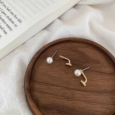 Boho Pearl Ear Jacket Earrings Gold Pearl Stud Earrings Pearl Wedding Earrings Two Ways Front Back Earrings Jewelry for Women and Girls Gifts in Saudi Arabia