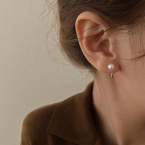 Boho Pearl Ear Jacket Earrings Gold Pearl Stud Earrings Pearl Wedding Earrings Two Ways Front Back Earrings Jewelry for Women and Girls Gifts in Saudi Arabia