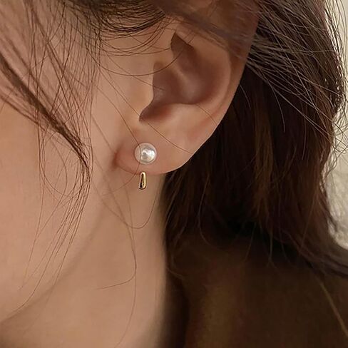 Boho Pearl Ear Jacket Earrings Gold Pearl Stud Earrings Pearl Wedding Earrings Two Ways Front Back Earrings Jewelry for Women and Girls Gifts in Saudi Arabia