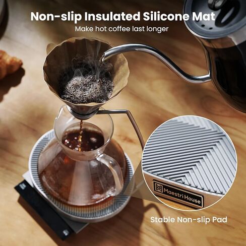 مايستري هاوس بور أوفر صانع القهوة، قطارة قهوة مغناطيسية وخادم قهوة 600 مل، صانع القهوة بالتنقيط مع قاعدة معدنية، آمنة للاستخدام في غسالة الأطباق للمنزل أو المكتب in Kuwait