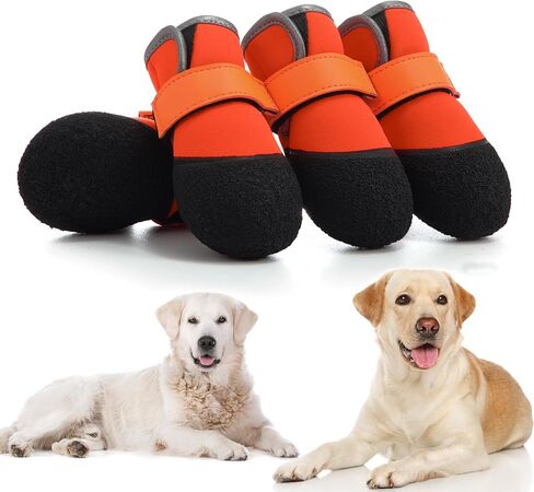 Dog Shoes, Outdoor Dog Boots Non-Slip Waterproof Dog Booties for Medium to Large Dogs 4Pcs for Winter Snowy Day, Summer Hot Pavement with Rugged Sole Pink in Saudi Arabia