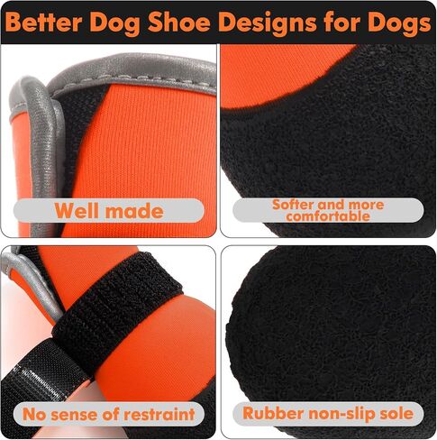 Dog Shoes, Outdoor Dog Boots Non-Slip Waterproof Dog Booties for Medium to Large Dogs 4Pcs for Winter Snowy Day, Summer Hot Pavement with Rugged Sole Pink in Saudi Arabia