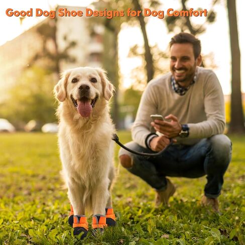 Dog Shoes, Outdoor Dog Boots Non-Slip Waterproof Dog Booties for Medium to Large Dogs 4Pcs for Winter Snowy Day, Summer Hot Pavement with Rugged Sole Pink in Saudi Arabia