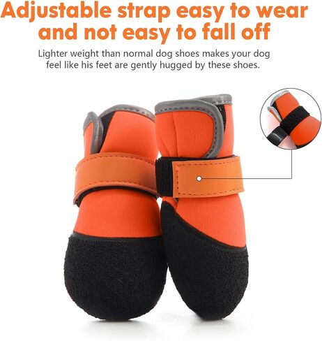 Dog Shoes, Outdoor Dog Boots Non-Slip Waterproof Dog Booties for Medium to Large Dogs 4Pcs for Winter Snowy Day, Summer Hot Pavement with Rugged Sole Pink in Saudi Arabia