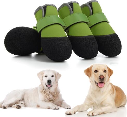 Dog Shoes, Outdoor Dog Boots Non-Slip Waterproof Dog Booties for Medium to Large Dogs 4Pcs for Winter Snowy Day, Summer Hot Pavement with Rugged Sole Pink in Saudi Arabia