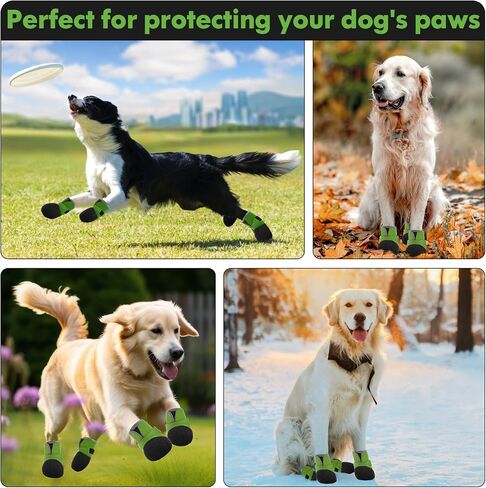 Dog Shoes, Outdoor Dog Boots Non-Slip Waterproof Dog Booties for Medium to Large Dogs 4Pcs for Winter Snowy Day, Summer Hot Pavement with Rugged Sole Pink in Saudi Arabia