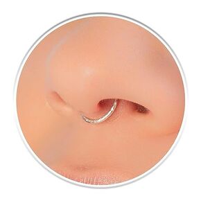 925 Sterling Silver Fake Clip On Septum Ring 22g - Faux Septum Hoop - No Piercing Needed - Smooth Tiny Sterling Silver Fake Nose Piercing - Cormfortable & Elegant Design - Comes in Gift Packaging
