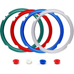 4 Pack Silicone Sealing Ring for InstaPot - Gasket Accessories for 6 Qt InstaPot - Replacement Silicone Gasket Seal Rings with 4 Colors(Red, Clear Green Blue) (6QT)