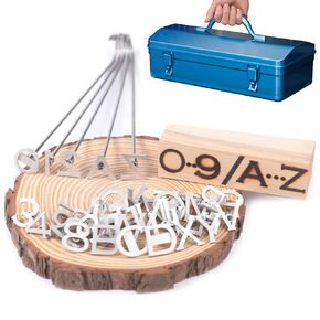 30Pcs 1" Letters Custom Wood Branding Iron Personalized for Wood Working, Leather Hats, Steak, BBQ Brander & Bread Logo, Personalized Steak Branding Iron for Food (10" Forged Handle)