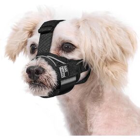 OneTigris Short Snout Dog Muzzle, Small Muzzle for Chihuahua Shih Tzu American Bully Boxer Puppy, Soft Fabric Muzzles for Grooming Vet Visits, Prevent Biting Chewing Fighting(M)