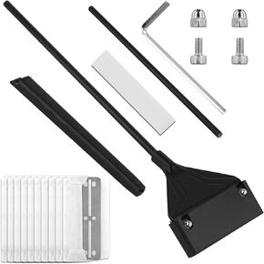 Algae Scraper for Glass Aquariums, 24.4 inch Extendable Handle Aquarium Scraper Scrubber Fish Tank Cleaner 2 in 1 Razor Scraper with 10 Blades Aquarium Cleaning Tools Fish Tank Accessories