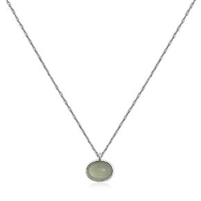 925 Sterling Sliver Jade Necklace Light Green Jade Pendant Necklace for Women Beautiful Small Jade Jewelry for Gift