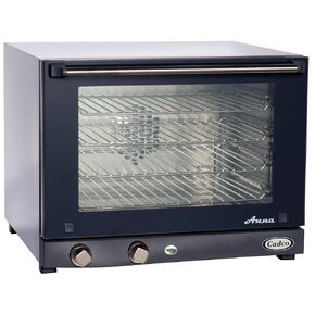 Cadco OV-023 Compact Half Size Convection Oven with Manual Controls, 208-240-Volt/2700-Watt, Stainless/Black, Small