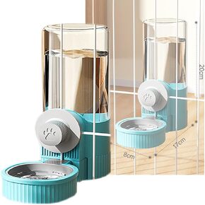 Cage Hanging Bowls Refillable Food Bowl Pet Dog Cat Bowls Kennel Crate Double Bowls for Food and Water with Automatic Water Food Dispense Feeder for Puppy Cat Rabbit (Water Bowl- Blue)