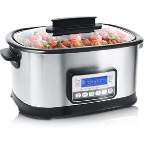 6.5Qt 11-in-1 Multi Cooker, Digital Programmable Slow Cooker With Bake, Sauté, Roast, and Sous Vide functions, 1500W Timer&Temp Control,Dishwasher Safe Lid&Nonstick Inner Pot