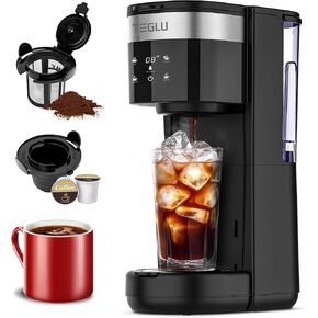 2024 Iced Coffee Maker, Hot and Cold Coffee Maker Single Serve for K Cup and Grounds, Strong Brew, Iced Coffee Machine with 30oz Removable Water Reservoir, 6 to 14oz Cup Size, Self Cleaning