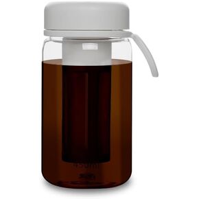 Cold Brew Coffee Maker Travel Tumbler with Soft Silicone Handle Portable Iced Coffee & Tea Infuser with Airtight Lid Cold Brew Travel Cup 20oz/600ml White