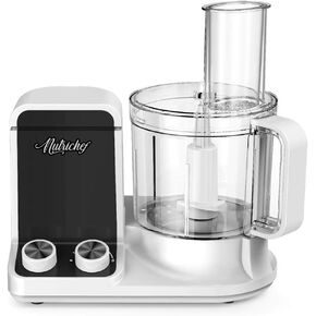 NutriChef Food Processor | 2 QT Capacity | Ultra-Quiet Multipurpose Motor | Includes 6 Attachment Blades | Silicone Base for Secure Grip | 12-Cup Capacity | Pre-Set Speeds for Easy Use (Blue)