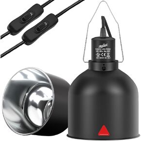 2 Packs 5.5inch Deep Dome Reptile Light Fixture, Max 160W Dual Reptile Heat Lamp Fixture with Separate Switches Fit for UVB Bulb Basking Heat Bulb for Reptile Glass Terrariums