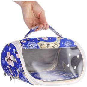 Hamster Carrier Bag Small Animal Portable Breathable Outgoing Bag for Guinea Pig Hedgehog Squirrel Chinchilla mice Rats Sugar Glider Ferret Small Parrots (Blue Deer, M)