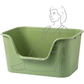 Vealind XXL Jumbo Cat Litter Box with High Sides Kitty Litter Box for Indoor Cats, Extra Cat Litter Tray for Big or Multi Cats Household, Seamless Kitten Box Grey 31''×21''×16''