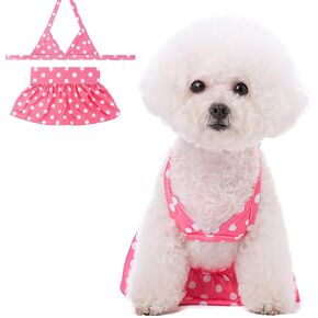 HDKUW Dog Bikini Swimsuit Summer Puppy Bathing Dress Beach Clothes Cat Costume for Puppy Dog Cat Palmleaf M
