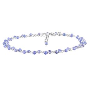 Tanzanite Beads Energy Chakra Healing Dainty Rosary Chain Necklaces With Natural Gemstones in 16+ 2 inch, Perfect gift for Mom December Birthstone
