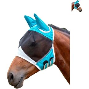 Horse Fly Mask，Horse Fly Mask with Cover Uv Protection,Fly Masks for Horses with Ears,Horses Fly Mask Protection from Insect Pests ，Fly Mask with Adjustable fit Blue L Full Size