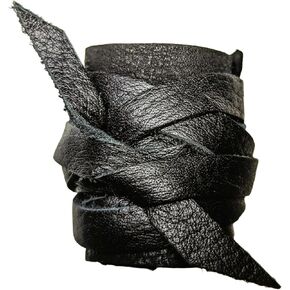Leather Hair Wrap, Ponytail Wrap, Ponytail Holder, Hair Tie, Men's Viking Hair Wrap Warrior Style (Large, Black)