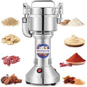 Moongiantgo Grain Mill Grinder Electric 800g High Speed Stainless Steel Grinder Pulverizer Commercial Motor with Overload Protector Grinding Machine for Dry Spice Cereals Coffee Corn Rice Pepper