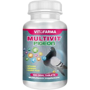 MULTIVIT Pigeon para palomas 100 Tabs Vitamins Minerals Aminoacids for Racing Pigeons Show Pigeons Rollers Supplement for Birds